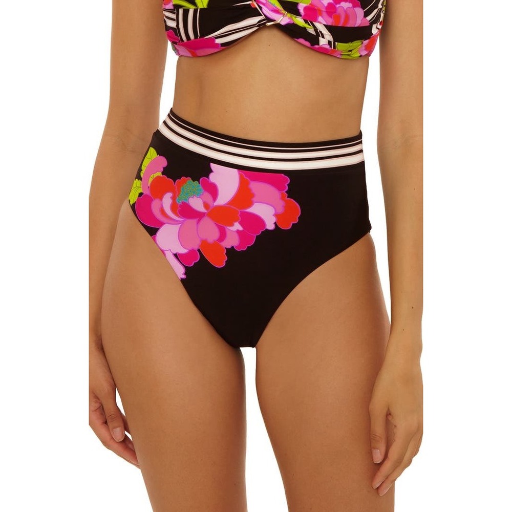 Trina Turk Bougainvillea Reversible High Waist Bikini Bottoms Women's Size 14‎